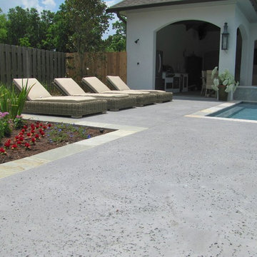 Stamped concrete pool deck/outdoor living - salt rock texture