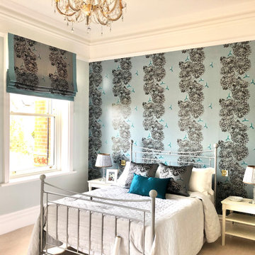 Chrysanths Japonais bedroom / Private client in Surrey