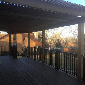 Large upper level composite deck and pergolas