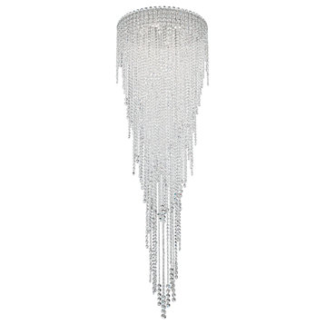 Chantant 6-Light Close to Ceiling in Stainless Steel With Clear Heritage Crystal