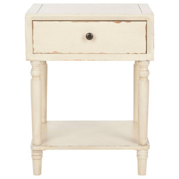 Thomas Accent Table With Storage Drawer, Distressed Vanilla