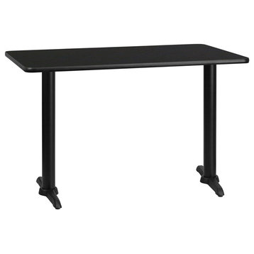 30"x48" Rectangular Black Laminate Table Top With 5"x22" Table Ht Bases