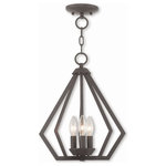 Livex Lighting - Livex Lighting 40923-07 Prism - Three Light Convertible Pendant - Influenced by modern industrial style, the Prism aPrism 16" Three Ligh Bronze Clear Crystal *UL Approved: YES Energy Star Qualified: n/a ADA Certified: n/a  *Number of Lights: Lamp: 3-*Wattage:40w Candelabra Base bulb(s) *Bulb Included:No *Bulb Type:Candelabra Base *Finish Type:Bronze