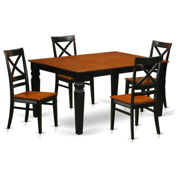 East West Furniture Weston 5-piece Wood Table and Kitchen Chair Set in Cherry