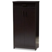 Wooden Shoe Cabinet, Wenge Dark Brown