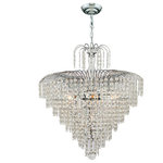 Crystal Lighting Palace - French Empire 7-Light Chrome Finish Crystal Cascade Chandelier - This stunning 7-light Crystal Chandelier only uses the best quality material and workmanship ensuring a beautiful heirloom quality piece. Featuring a radiant Chrome finish and finely cut premium grade crystals with a lead content of 30%, this elegant chandelier will give any room sparkle and glamour.