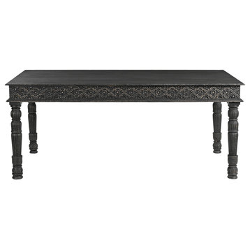 Wiley Carved Dining Table, Black, 72" W