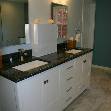 Annandale VA Calacatta & Blue Pearl GT granite Master Bathroom