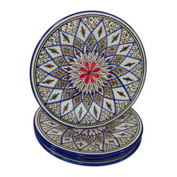 Le Souk Ceramique - Stoneware Dinner Plates, Set of 4, Tabarka Design - Dinner Plates