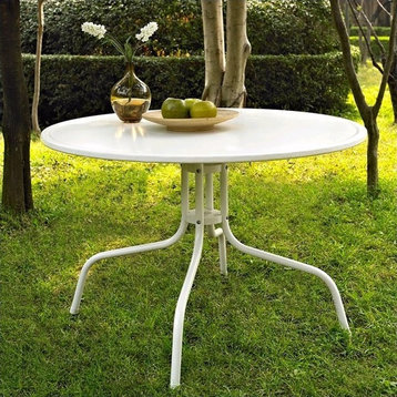 Crosley Furniture Griffith Metal 39" Round Patio Dining Table in White