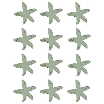 Distressed White Cast Iron Starfish Drawer Pull Set of 12