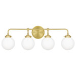 Quoizel - Quoizel LRY8632Y 4-Light Bath, Landry - Customize your lighting needs in a flash. In a coveted sphere-and-stem style, Landry's bent arms easily convert from semi-flush to pendant length so you can choose the look that best suits your space. With Art Deco savoir-faire, this adaptable design features opal-etched glass shades and a satin brass finish. Landry is a must-have for entryways, kitchens, bathrooms, dressing rooms, or practically anywhere else at home.