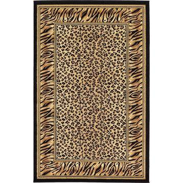 Animal Inspirations Rectangle Area Rug 5'x8' WIld Collection, Wheat Spot