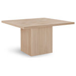 Meridian Furniture - Belinda Solid Wood Dining Table, Oak, 54" W X 54" D, 1 Table - Give your dining room or eat-in kitchen a casual vibe with this Belinda dining table. A solid wood base and resilient construction offers impeccable durability and remarkable beauty. The square top rests on the fluted base, providing oodles of elbow room for family and friends to get comfortable while they nosh on their meal. The chair's made from wood and wood products for resilience, and its neutral natural finish lets it mesh well with the dining chairs or stools of your choice.