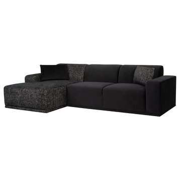 Nuevo Furniture Leo Left Arm Chaise Sectional Sofa in Black
