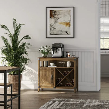 Modern Kitchen Oak Cabinets | Vintage Coffee Station Wine Bar Cabinet