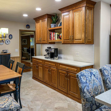 Two-Tone Kitchen Design: Natural Cherry Cabinets and Slate Island