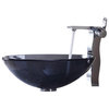 Kraus Clear Black Glass Vessel Sink and Sonus Faucet Chrome
