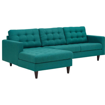 Miles Upholstered Sectional Sofa - Teal, Left Facing