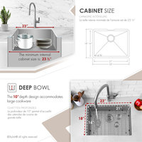 STYLISH 23" x 18" Stainless Steel 16 Gauge Single Basin Undermount Kitchen Sink