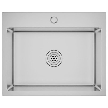 vidaXL Kitchen Sink Undermount Sink with Strainer Stainless Steel Sink Square, Silver, 21.7" X 17.3" X 7.9"