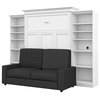 Atlin Designs Wood Queen Murphy Bed with Sofa & Organizers in White/Gray