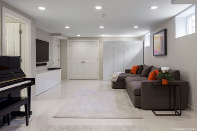 Minimalist basement photo in Boston