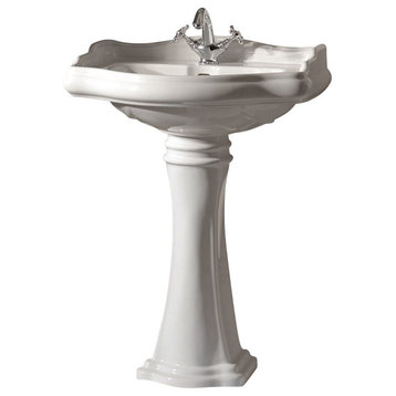 WS Bath Collections Retro Pedestal Sink with One Faucet Hole