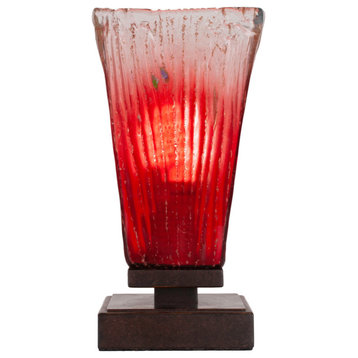 Luna 1-Light Table Lamp, Dark Granite/Square Raspberry Crystal
