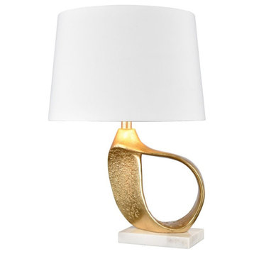 Elk Home Aperture 1 Light Table Lamp, Gold Leaf, White