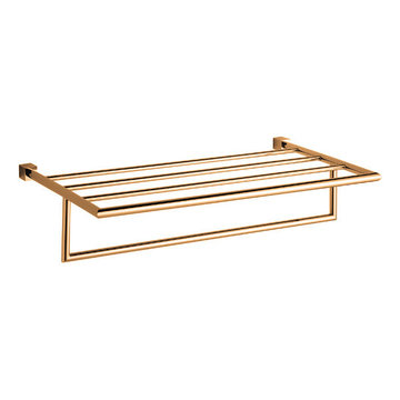 MD Top collection. towel rack with shelf and bar. Gold