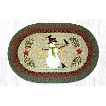 Earth Rugs OP-25 Snowman with Crow Oval Patch 20" x 30"