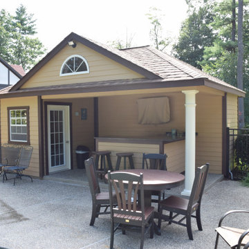 Custom Hip Roof Pool House & Polywood Dining Set