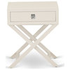 Hamilton Square Night Stand End Table With Drawer, White Finish