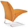 Modern Bouncee Chair Orange Cashmere Fabric Upholstery Polished Chrome Base