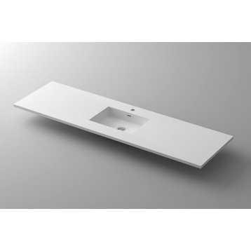 VIVA Stone 72" Single Sink Matte White Solid Surface Countertop