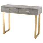 Sterling Industries - Sterling 3169-022 Nassau Point Desk - Collection: Nassau. Finish: Gold,Grey. Dimension(in): 31(H) x 42(W) x 21(L). Material: Wood,Metal. Number of Drawers: 2. Materials: Wood,Metal. Number of drawers: 2 . Faux leather finish.