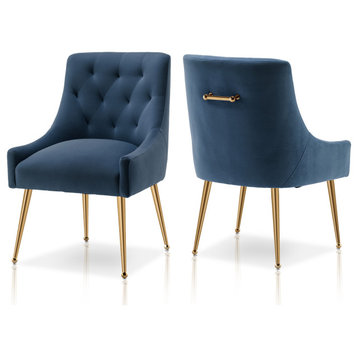 SEYNAR Elegant Velvet Dining Chairs Set of 2, Tufted Upholstered Accent Chair, Navy