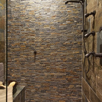 Northwest Stone Mosiac Shower Bathroom