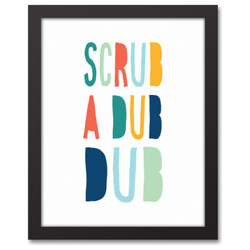 Scrub A Dub Dub Bright Tones Design 11x14 Black Framed Canvas