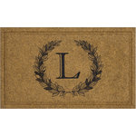 Mohawk Home - Mohawk Home Laurel Monogram L Natural 1' 6" X 2' 6" Door Mat - Fashion and function meet in this stunning monogram doormat - ideal for porches, patios, mud rooms, garages, and more. Built tough with the dependable durability that you have come to trust from Mohawk, this mat is up for the challenge! Crafted in the U.S.A., these doormats feature an all-weather thick, coarse synthetic face, like natural coir, that is specially designed to trap dirt and absorb water. Finished with a sturdy, recycled rubber backing, this sustainable style is also ecofriendly and a perfect choice for the conscious consumer.