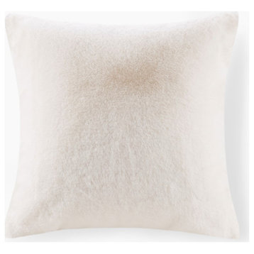 Croscill Sable Faux Fur Square Pillow 20x20, Ivory, Throw Pillow