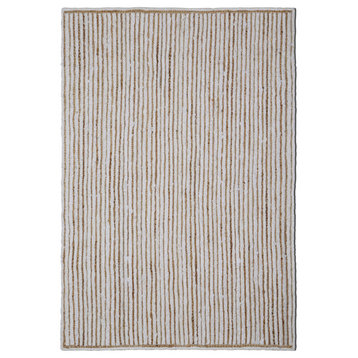 Natural Jute and White Cotton Racetrack Rug, 30"x50"