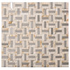 12"x12" Shiloh Mixed Mosaic Tile Sheet, Silver and Beige