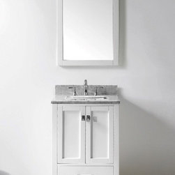 24 inch White Bathroom Vanity, with White Marble Carrera Top - Bathroom Vanities And Sink Consoles