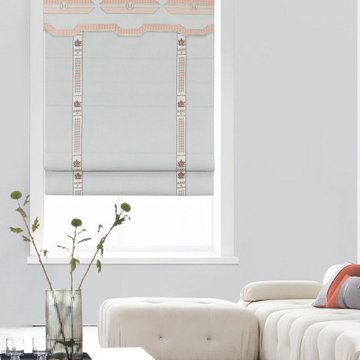 QYBHF745 High Quality Chenille Grey Custom Made Roman Blinds For Home Decoration