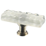 Glass Storm Studios - Gray Mist Handmade Glass, Oblong Knob - Textured, layered and glittering light gray glass. All our products are handmade to order.  Important: Do not use an electric drill or electric screwdriver.