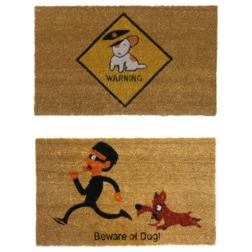 Rubber-Cal "Beware of Dog Doormat" Kit 18" x 30" 2 Door Mats