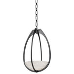 Hudson Valley Lighting - Lloyd Small 1-Light Pendant Black Nickel - A floating work of art, Lloyd features a perfect piece of white alabaster resting within an airy and delicate cage. Light fills the alabaster bowl with a warm glow, casts upward through the open teardrop shape, and softly reflects off the metalwork for an overall effect that is both functional and tranquil. Available as a wall sconce or a pendant in two sizes with 2 gorgeous finishes, Lloyd is sure to fill the void in any space with a serene beauty.