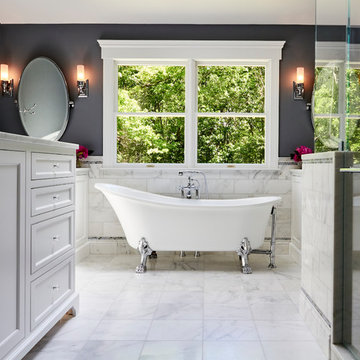 Carrara Marble Master Bathroom, North Salem, NY